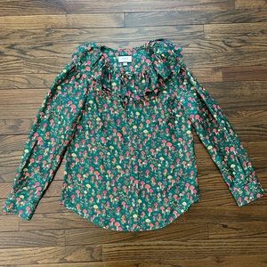 J.Crew Silk Green Mushroom Print Blouse